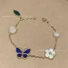 Versión de Gama Alta V-Oro Pulsera de Trébol de Cuatro Hojas Cinco Flores CNC Ágata Natural Calcedonia Pulsera Gruesamente Chapada en Oro Rosa de 18 Quilates Venta al por Mayor