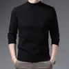 Otoño/Invierno Nuevo Lavable a Máquina para Hombre Color Liso Casual Versátil Tejido de Punto Cuello Semi Alto Capa Base Suéter Talla Grande