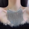 Collar de lujo ligero con borlas de diamantes de imitación y estilo discoteca exagerada para mujer, estilo vintage, con cadena de garras, de estilo celebridad de Internet europea y americana