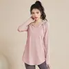 Blusas Esportivas Soltas de Secagem Rápida para Mulheres, Outono e Inverno Manga Longa t Roupas Fitness, Efeito Emagrecedor Cobre o Bumbum Tamanho Grande Roupas de Yoga