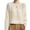 Suéter suave de cachemira y seda, nuevo estilo otoño e invierno, holgado y casual, de punto de manga larga, jersey de cuello redondo para mujer