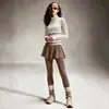 Conjunto de Duas Peças para Pilates e Yoga Feminino, Cardigã com Gola Alta, Calça Saia Plissada de Cintura Alta, Conjunto para Treino na Academia com Levantamento de Glúteos e Contorno Abdominal
