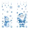 Adesivos de Natal Amazon Transfronteiriços Inverno Papai Noel Adesivos Estáticos Floco de Neve Azul Boneco de Neve Adesivos de Vidro Atacado