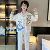 Pijama para niños, para niños, algodón peinado, manga larga, diseño lindo de dibujos animados, nuevo estilo primavera y otoño, conjunto de ropa para casa para niños mayores