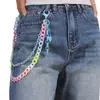 Corrente para Calça Moda Europeia e Americana Versátil Cor Doce Pingente de Coração Removível Corrente Colorida de Resina para Calça
