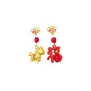 Pendientes de Cristal Aguja Plateada con Goteo de Aceite Carácter de la Fortuna Caballo Pequeño, Nuevos Pendientes de Botón de Estilo Chino Temperamento, Pendientes Versátiles de Moda Personalizados al por Mayor para Mujeres