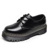 Botas Plataforma 3 Furos Bex Martin Shoes Femininas Cano Curto Couro Genuíno Estilo Britânico Bico Arredondado Casuais Plataforma Estudante Solado Grosso