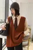 Chaleco de punto de cachemira grande estilo europeo para mujer Primavera y Otoño Nuevo estilo coreano suéter sin mangas holgado de lana