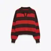 Estilo Europeo y Americano Transfronterizo Z Nueva Moda Elegante Ropa para Mujer al por Mayor Camisa Polo de Punto Rayada de Manga Larga 5536012