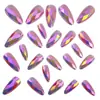 Rombos Multifacetados Estéreo 3D Fantasma Metal Galvanizado Brilhante Manicure Moda Europeia e Americana Cabeça Redonda Amêndoa Unhas Postiças Roxas