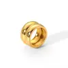Anillo de acero inoxidable de red transfronteriza estilo INS, anillo geométrico ajustable, anillo de acero de titanio electrochapado en horno de 18K, venta al por mayor