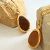 Moda Elegante Natural Estilo Tailandés Nanyang Colgante Ojo de Tigre Collar de Acero de Titanio Joyería con Cadena de Lana Otoño e Invierno