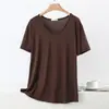 Roupa de casa de verão, nova camiseta modal de manga curta para primavera e outono, simples, solta, casual, top de pijama feminino plus size
