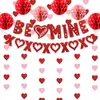 Fiesta Temática de San Valentín Transfronteriza Set de Bolas de Panal BE MINE Banner de Corazón Decoración de Fiesta de Bodas