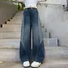 Jeans de Primavera y Otoño para Niñas 2026 Nuevos Casuales Estilo Coreano Niña Niños Medianos y Grandes Cordón Vaqueros Pantalones de Pierna Ancha Transfronterizo