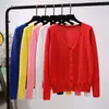 Suéter de stock a largo plazo para mujer, primavera y otoño, fino, cárdigan fino para mujer, abrigo, manga larga, suéter corto para mujer, exterior