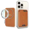 Portatarjetas de Teléfono Universal de Cuero PU con Cierre Magnético y Agujero para Expulsar Tarjetas para Apple Android, Anillo Magnético MagSafe
