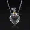 Collar con Colgante de Botella de Aceite Esencial de Vidrio Transparente en Forma de Corazón, Colgante de Botella de Fragancia, Collar Sencillo de Acero de Titanio, Regalo para Amigos y Parejas