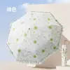 Guarda-chuva Solar com Gancho Dourado de Cabo Curvo, Proteção UV, Revestimento Colorido, Presente de Proteção Solar para Mulheres, Uso Duplo para Sol e Chuva