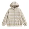 ACU Roupa Masculina Cardigan Moletom com Capuz Listras Coloridas de Nuvem Contraste Único para Homens, Novo Produto Outono/Inverno 2026, Jaqueta Veludada de Caimento Solto