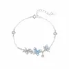 Pulsera de Mariposa con Circonita Azul Océano Original Tichia para Mujer Plata de Ley S925 Estilo Bosque Fresco Luminoso Diseño Joyería Regalo