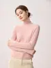 Suéter de Punto 100% Cachemir Puro de Cuello Alto para Mujer, Top de Manga Larga, Capa Base Suave y Lisa, Estilo Simple Elegante, Suéter de Color Sólido