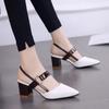 Jinbukang Outwear Toe Sandálias Femininas Primavera e Verão Novos Sapatos de Camada Única Sapatos Femininos de Salto Grosso Pontudo