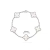Pulsera de Calcedonia Morada Natural de Cinco Flores [Versión Alta Dorada V Chapado Grueso en Oro] Pulsera de Trébol de Cuatro Hojas de 18 Quilates para Mujer, Artesanía Exquisita
