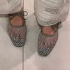 Zapatos Planos de Malla con Lentejuelas y Lazo Versión Piel de Oveja para Mujer, Nuevos Zapatos de Ballet Franceses, Zapatos Mary Jane de Correa Única con Suela Plana