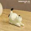 Soporte Creativo para Teléfono Móvil de Escritorio Gato Estirándose Gato Negro Zakka Soporte Universal para Tableta Pequeños Adornos