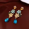 Pendientes de Borla con Flor Tachonada de Diamantes de Lujo Ligero Estilo Francés, Pendientes de Lujo Ligero de Gama Alta Estilo Palacio, Pendientes Exagerados de Nicho para Mujer