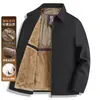 Popular chaqueta gruesa con solapas y forro polar genuino para hombre, adecuada para hombres de mediana edad y mayores, chaqueta de estilo casual de negocios, atuendo de papá
