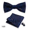 Conjunto de tres piezas de corbata y pañuelo de bolsillo para hombre, de poliéster, con estampado para banquetes, bodas, camisas, lazos y cuello con flores
