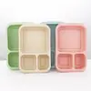 Fiambrera Rectangular Translúcida de Paja de Trigo de Una Pieza con Tapa de Tres Compartimentos Caja para Llevar Tipo Separado Fiambrera Comercial para Comida Rápida