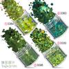 Kit de Unhas Verdes Transfronteiriço 12 Cores Misturadas Lantejoulas para Unhas Pó Glitter Joias para Unhas Adesivos de Unha Diamante