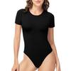 T-shirt Feminina de Manga Curta de Uma Peça Transfronteiriça Gola Redonda Alta Elasticidade Modelador de Cintura Justo Verão Esportivo Macacão Slim Roupa Exterior
