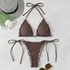 Traje de Baño Nuevo Estilo 2026 para Mujer, Bikini Sexy de Tres Puntos con Cordones Estilo Ins Europeo y Americano