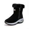 Novas botas de neve de veludo de inverno Sapatos femininos com amortecimento a ar zíper sapatos de algodão quentes versão coreana de botas de sola grossa