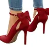 Nuevos Zapatos de Salón de Punta Fina con Lazo Dulce Tacones de Aguja Wish Zapatos de Comercio Exterior Tallas Grandes 40-43
