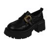 Mocasines Estilo Universitario para Mujer 2025 Otoño Nuevo Tacón Grueso Suela Gruesa Plataforma Alta Retro Versátil Estilo Británico Zapatos Pequeños de Cuero