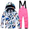 Nuevo traje de esquí para niños, conjunto de dos piezas de esquí cálido y grueso para exteriores para niños y niñas