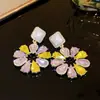 Pendientes de mariposa y flor de circón transfronterizos europeos y americanos, de diseño único, exquisitos y dulces, pendientes versátiles y elegantes para mujer