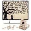 Letrero Cuadrado de Madera con Marco Transfronterizo para Firma de Bodas Corazón de Madera Creativo para Bendiciones de Boda Decoración de Boda en Forma de Corazón Libro de Mensajes para Invitados