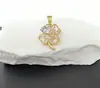 Joias Artesanais DIY Personalizadas de Alto Padrão para Comércio Exterior Transfronteiriço Acessórios de Pingente Micro-Incustados de Zircônia de Cobre Colar de Trevo de Quatro Folhas