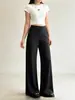 Calça Casual Tendência de Cintura Alta com Efeito Drapeado, Calça Wide Leg, Nova Calça Mascarada Fina de Verão 2026, Calça de Seda Gelo com Proteção Solar
