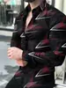 Moderna Camisa de Otoño para Hombre de Manga Larga con Estampado Digital 3D, Elegante Camisa Casual con Cuello de Solapa