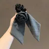 Elástico de Cabelo Listrado Rosa Retro Francês com Toque de Luxo, Corda de Cabelo Elegante para Rabo de Cavalo Baixo, Nova Flor de Cabelo Elástica Versátil para Mulheres