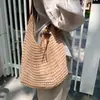 Bolso Tejido a Mano de Malla Hueca de Gran Capacidad Estilo Coreano para Mujer, Bolso Tote Estilo Vacaciones de Verano en la Costa, Bolso de Hombro de Moda