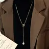 Collar con Colgante Irregular de Perlas Minimalista Moda Personalidad Simple Versátil Cadena para Suéter Diseño Joyería de Nicho