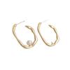 Aretes Conservadores de Color Chapados en Oro de 14K Irregulares en Forma de U con Engaste de Perlas de Medio Orificio Tachuelas para Oreja Materiales y Accesorios para Aretes DIY Hechos a Mano